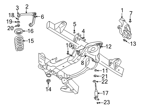 2002 Dodge Ram 1500 Front Suspension Components, Lower Control Arm, Upper Control Arm, Stabilizer Bar, Torsion Bar Front Coil Spring Diagram for 52106607AA