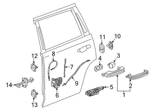 2015 Cadillac Escalade Rear Door Lock Cable Diagram for 23140717