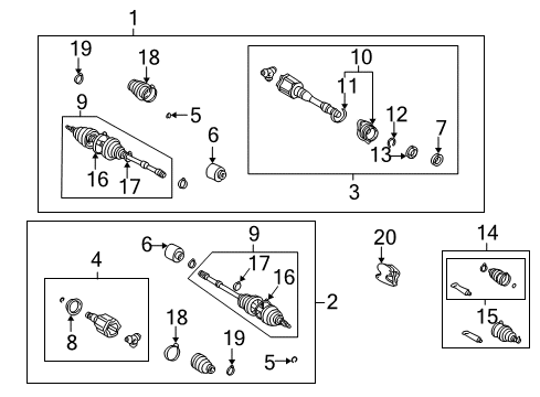 2003 Toyota Highlander Drive Axles - Front Inner Joint Assembly Diagram for 43030-28010