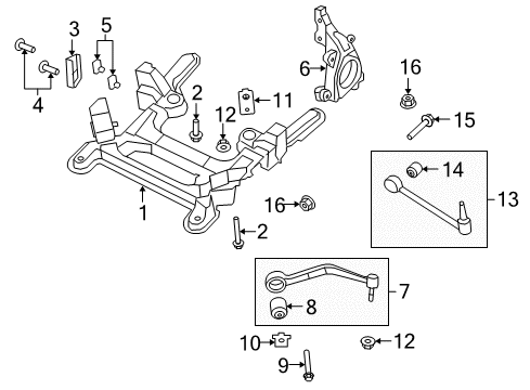 2013 Chevrolet Caprice Front Suspension Components, Lower Control Arm, Stabilizer Bar Engine Cradle Bolt Diagram for 11561376