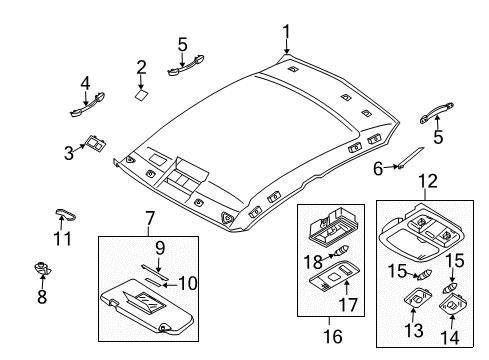 2003 Infiniti G35 Interior Trim - Roof Lamp Assembly-Map Diagram for 26430-AL500