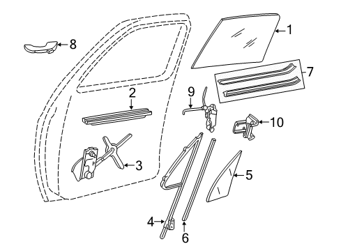 1989 Chevrolet V3500 Front Door - Glass & Hardware Run Asm-Side Door Glass RH Diagram for 14027778