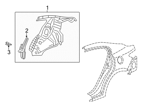 2022 Acura ILX Inner Structure - Quarter Panel Separator, Left Rear Wheel Arch Diagram for 64723-TX6-A01