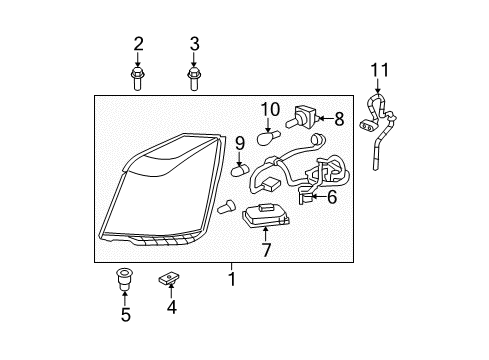 2011 Cadillac DTS Headlamps Composite Assembly Diagram for 20861482