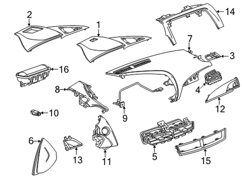 2022 Cadillac CT5 Cluster & Switches, Instrument Panel Cluster Pad Diagram for 84713022