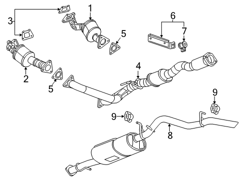 2016 GMC Canyon Exhaust Components Converter & Pipe Bracket Diagram for 23143590