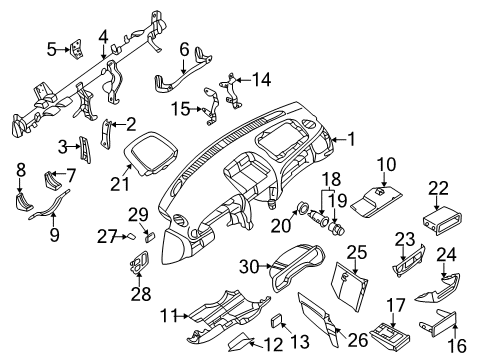 2000 Nissan Sentra Instrument Panel 12-Volt Lighter Cover Diagram for 25335-9B910