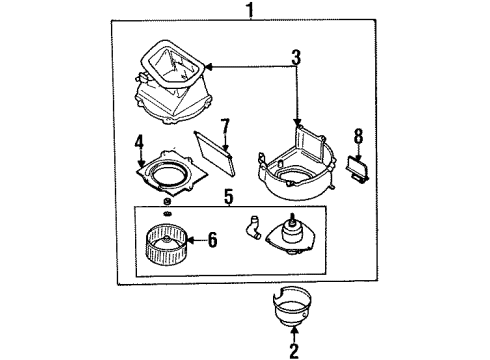 1996 Nissan Sentra Blower Motor & Fan Blower Assy-Front Diagram for 27200-4B010