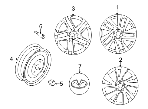 2017 Infiniti QX60 Wheels, Covers & Trim Spare Tire Wheel Assembly Diagram for 40300-9NG0A