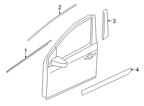 2021 Nissan Rogue Sport Exterior Trim - Front Door Moulding Assy-Front Door Outside, RH Diagram for 80820-6MA0A