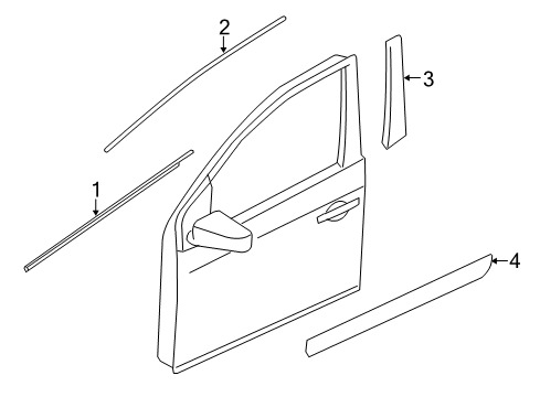 2021 Nissan Rogue Sport Exterior Trim - Front Door Moulding-Front Door, LH Diagram for 80871-DF30A