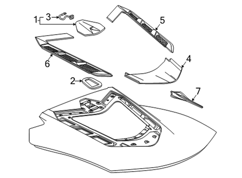 2020 Chevrolet Corvette Exterior Trim - Engine Lid Applique Diagram for 84609010