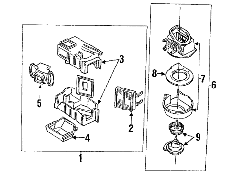 1992 Nissan 240SX Blower Motor & Fan Core-Heater Diagram for B7140-81L15