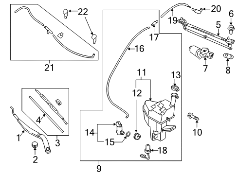 2016 Hyundai Genesis Coupe Wiper & Washer Components Reservoir & Pump Assembly-Washer Diagram for 98610-2M500