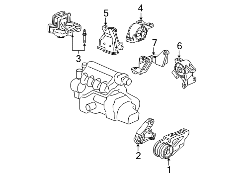 2008 Honda Fit Engine & Trans Mounting Bracket, RR. Engine Mounting (MT) Diagram for 50827-SLN-A00