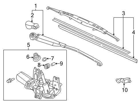 1996 Honda Civic Wiper & Washer Components Rubber, Blade (375Mm) Diagram for 76632-S6A-003