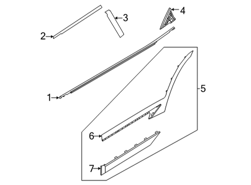 2022 Kia Seltos Exterior Trim - Rear Door W/STRIP Assembly-Rr Dr B Diagram for 83210Q5000