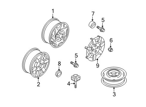 2002 Kia Rio Wheels, Covers & Trim Al-Wheel Diagram for K9965B45030