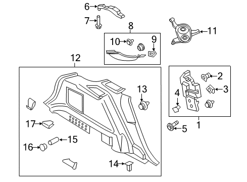 2017 Lincoln MKX Power Seats Quarter Trim Panel Diagram for FA1Z-5831013-AP