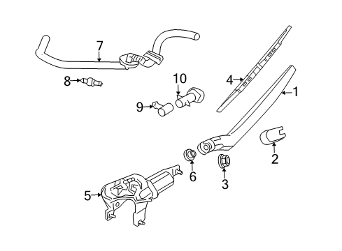 2004 Nissan Murano Wiper & Washer Components Rear Window Wiper Arm Assembly Diagram for 28781-CA000