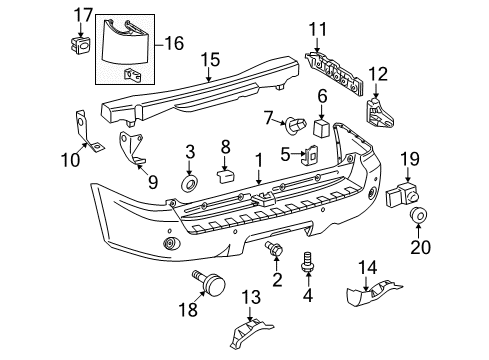 2008 Toyota Sequoia Rear Bumper Bumper Cover Pad Diagram for 52462-0C010