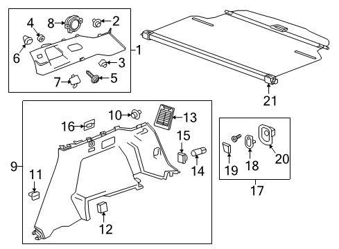 2017 Cadillac XT5 Interior Trim - Quarter Panels Upper Quarter Trim Diagram for 84297512