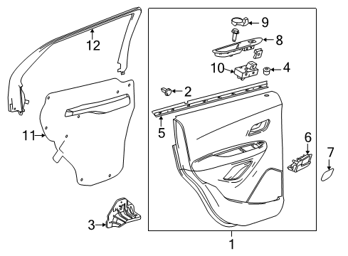 2016 Buick Encore Interior Trim - Rear Door Door Trim Panel Diagram for 42496678