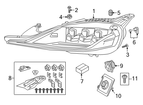 2021 Toyota GR Supra Headlamps Control Module Mount Kit Diagram for 90118-WA069