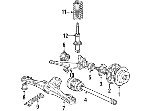 1986 BMW 735i Rear Brakes Rear Shock Absorber Diagram for 33521128815