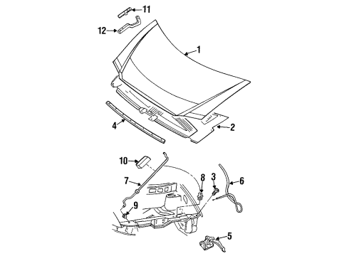 1998 Plymouth Grand Voyager Hood & Components Hood Prop Diagram for 4674725AB