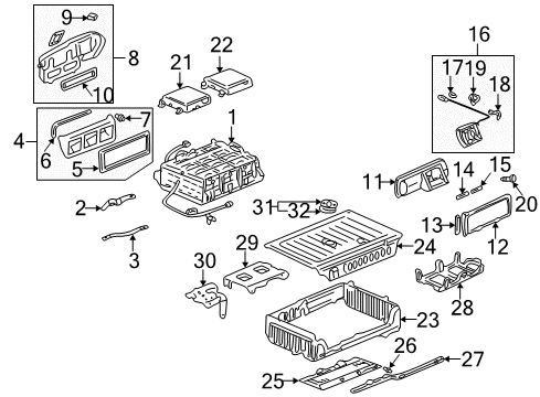 2001 Honda Insight Battery Duct, Battery Out Diagram for 1J445-PHM-000