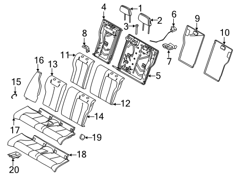 2016 BMW M235i Rear Seat Components Seat Upholstery Diagram for 52207266519