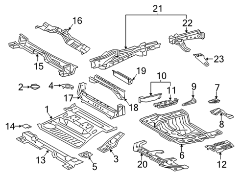 2021 Toyota RAV4 Prime Rear Floor & Rails Pan, Ctr Floor Diagram for 58211-42040