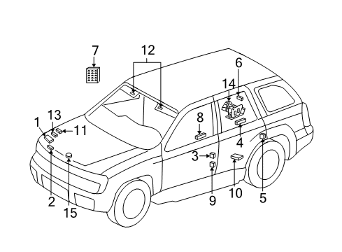 2002 GMC Envoy Information Labels Caution Label Diagram for 15076399