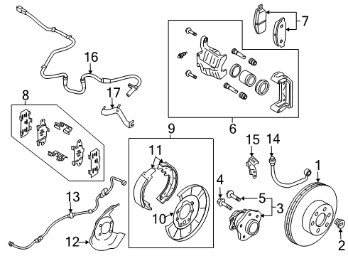 2019 Nissan Rogue Sport Anti-Lock Brakes Hub Assembly-Rear Axle Diagram for 43202-4BA0A