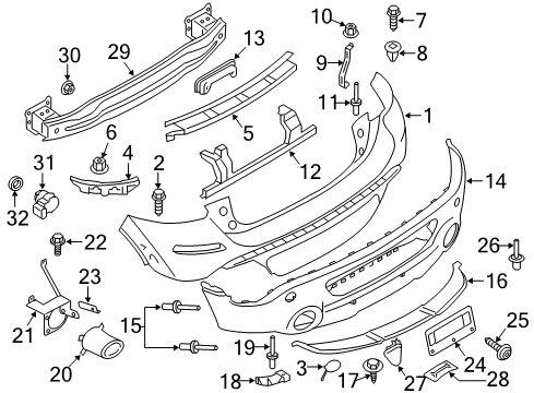 2015 Mini Cooper Paceman Parking Aid Plastic Cap Nut With Washer Diagram for 07147169847