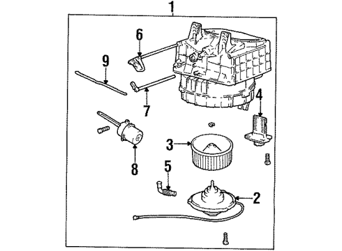 2000 Hyundai Tiburon Blower Motor & Fan Fan & Motor Assembly Diagram for 97116-24951