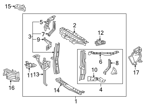 2020 Lexus RX450hL Radiator Support Support Sub-Assy, Radiator Diagram for 53202-0E090