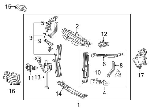 2020 Lexus RX450hL Radiator Support Support, Radiator, RH Diagram for 53211-48030