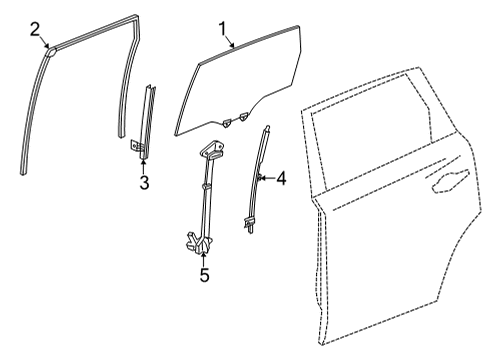 2022 Acura MDX Front Door Glass & Hardware RUNCHANNEL, L RRDOOR Diagram for 72775-TYA-A01