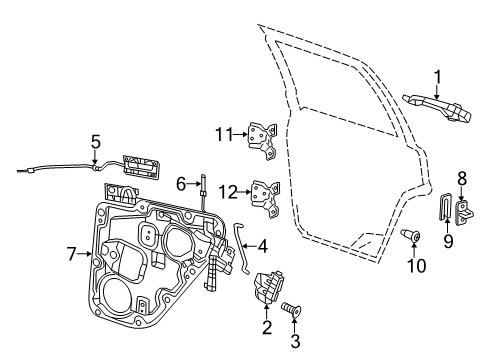 2018 Jeep Grand Cherokee Rear Door - Lock & Hardware Cable-Inside Handle To Latch Diagram for 68079301AB