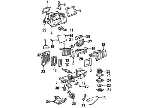 2002 Lincoln Navigator A/C Evaporator & Heater Components Vacuum Motor Diagram for 2L1Z-18A318-AA