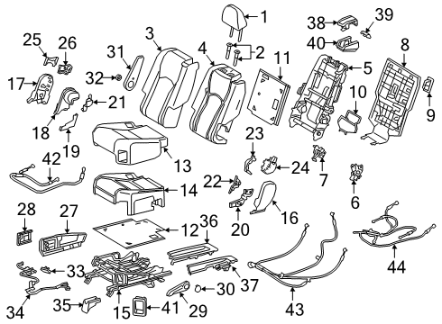 2020 Lexus RX450hL Second Row Seats Cup Holder Assembly Diagram for 66990-48110-A0