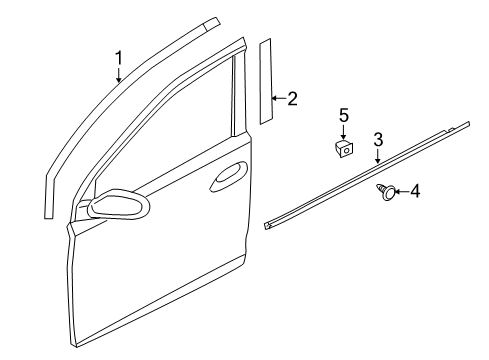 2015 Kia Rio Exterior Trim - Front Door WEATHERSTRIP Assembly-Front Door Belt Diagram for 822201W001