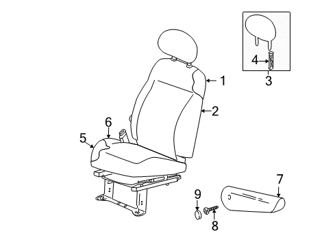 2005 Chrysler PT Cruiser Front Seat Components Seat Cushion Foam Diagram for 5086528AA