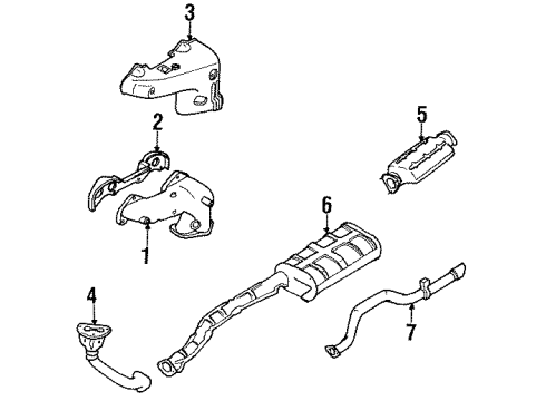 1995 Kia Sportage Exhaust Components Insulator Assembly-Exhaust Diagram for 0K01113390