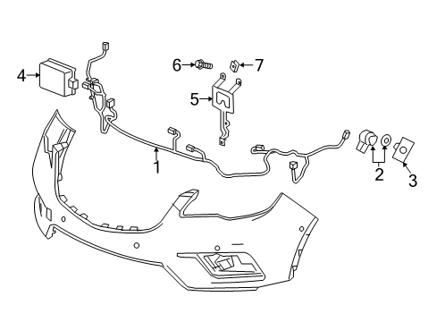 2017 Buick Envision Front Bumper Park Sensor Diagram for 23463824