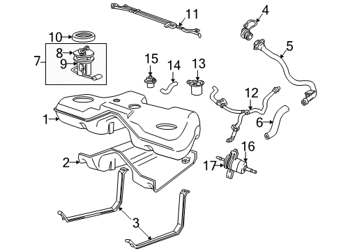 2006 Ford Five Hundred Fuel System Components Fuel Gauge Sending Unit Diagram for 6G1Z-9A299-A