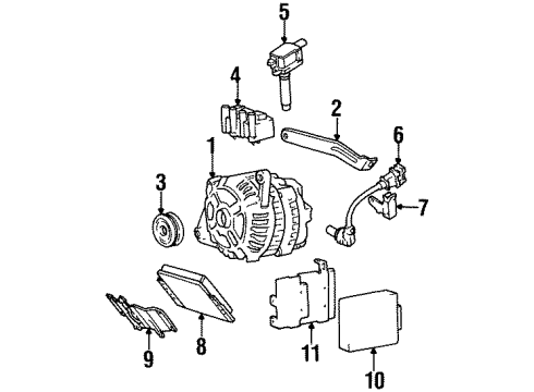1996 Hyundai Accent Ignition System, Alternator Cable Set-Spark Plug Diagram for 27501-22B10