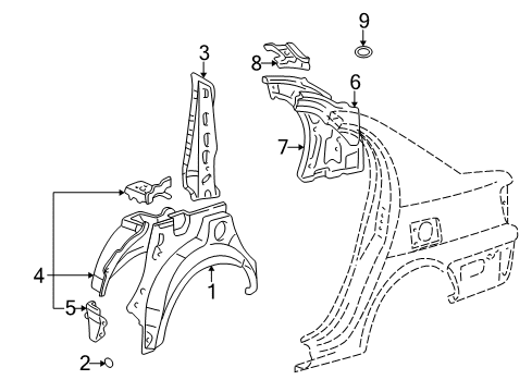 Diagram for 2000 Toyota Echo Inner Structure - Quarter Panel 